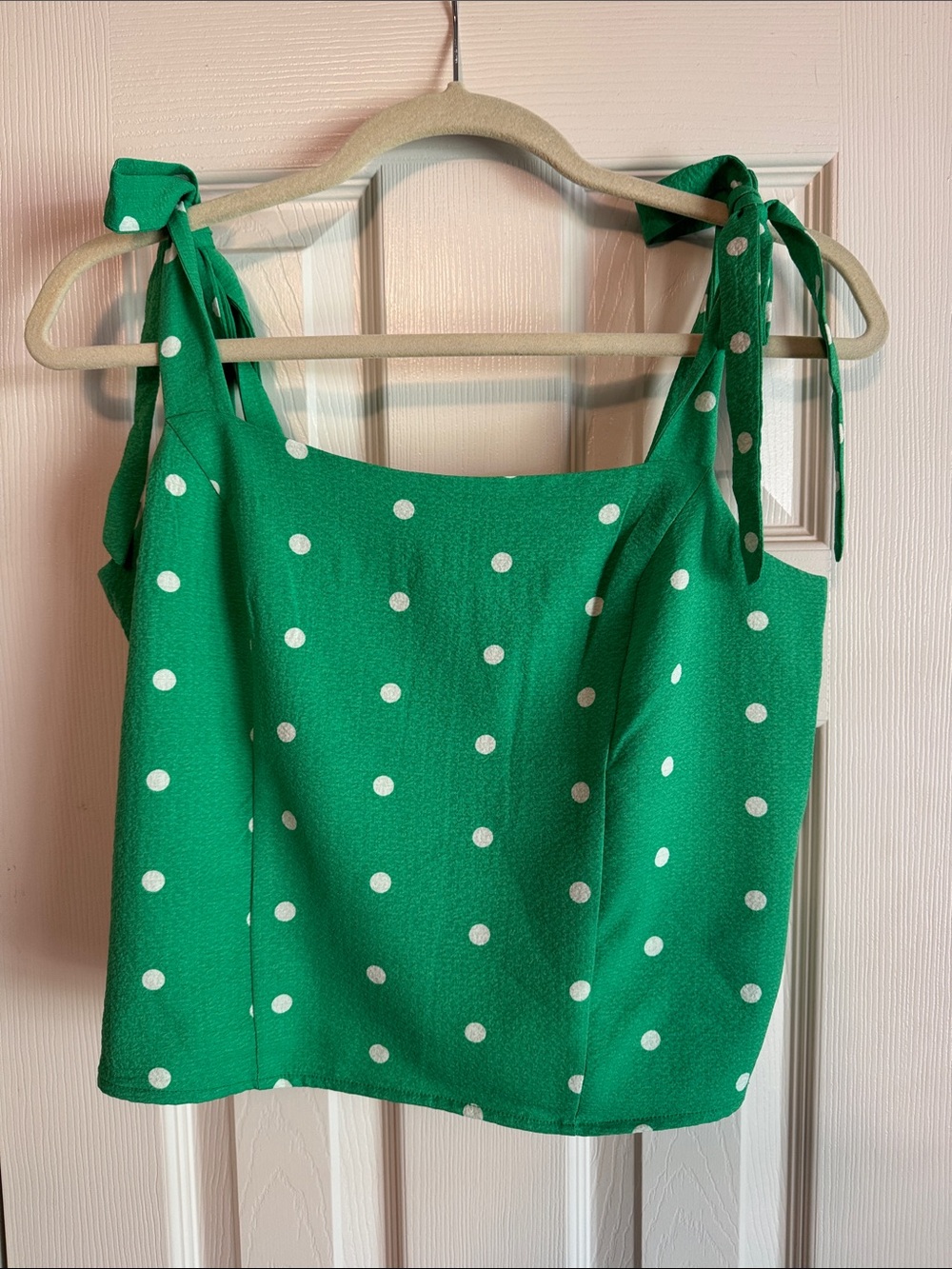 Old Navy Green Polka Dot Tie-Strap Crop Camisole